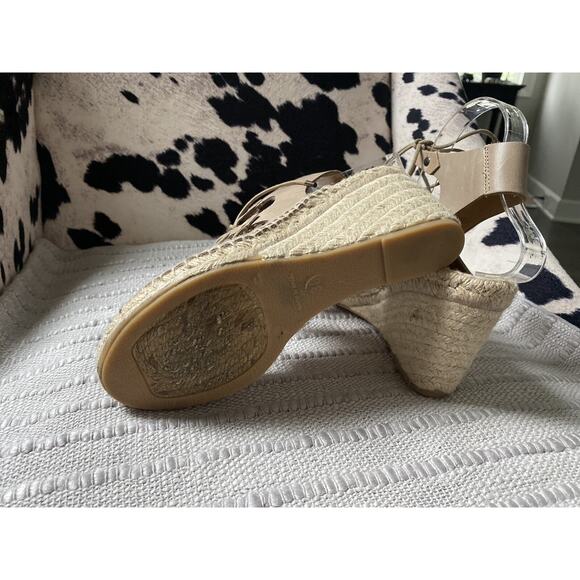 Carmen Saiz Anthropologie Leather Espadrille‎ Wedge Sandals Tie~38. US 7.5- 8 - Picture 4 of 7